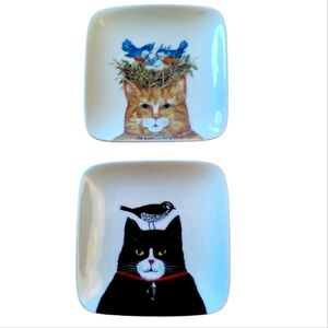 CAT PLATES CREATIVE CO-OP Stoneware Mary Lake Thompson